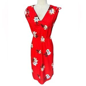 1980s John Richard of California Floral Print V-Neck Light Rayon Elastic Waistba